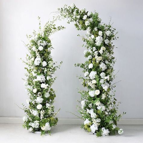 Greenery White Flower Silk Arch Flowers,wedding Backdrop Decoration,wedding Archway Flower,wedding Floral Arrangement - Etsy Australia Unique Arches Wedding, Atrium Wedding Ceremony, Artificial Flower Arch Wedding, Bride At Alter, Timeless Wedding Arch, Floral Half Arch Wedding, Fake Flower Wedding Arch, Fake Flower Arch Diy, Sage And White Wedding Flowers