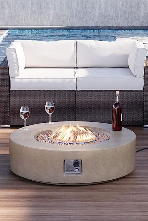 Outdoor Patio Fire Pit Round Propane Fire Pit, Propane Fire Pit Table, Fire And Stone, Patio Fire Pit, Propane Fire Pit, Fire Table, Fire Pit Table, Outdoor Fire Pit, Propane