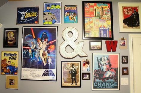 A Kailo Chic Life: Gallery Wall Wednesday - The Nerd Cave Office Nerd Office, Nerd House, Nerd Home, Nerd Decor, Nerd Room, Nerd Cave, Office Gallery Wall, Ultimate Man Cave, Cave Home