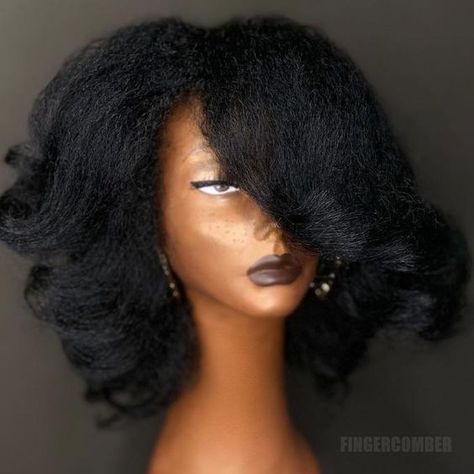 Afro Hair With Bangs, Awesome Hairstyles, Natural Looking Wigs, Natural Hair Wigs, Bob Hairstyles With Bangs, Natural Afro Hairstyles, Short Human Hair Wigs, Beautiful Natural Hair, Afro Wigs