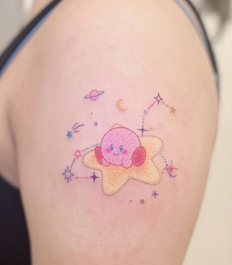 Cute Kirby Tattoo, Waddle Dee Tattoo, Kirby Tattoo, Inspo Tattoo, Tattoo Mini, Girly Tattoos, Tat Ideas, Small Tattoo, S Tattoo