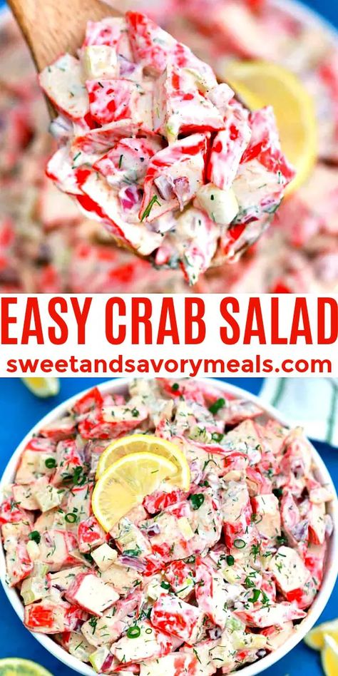 Crab Salad Recipe [Video] - Sweet and Savory Meals Easy Crab Salad, Picnic Salad, Crab Salad Recipe, Sea Food Salad Recipes, Crab Dishes, Friends Recipes, Fantastic Recipes, Creamy Dressing, Savory Meals