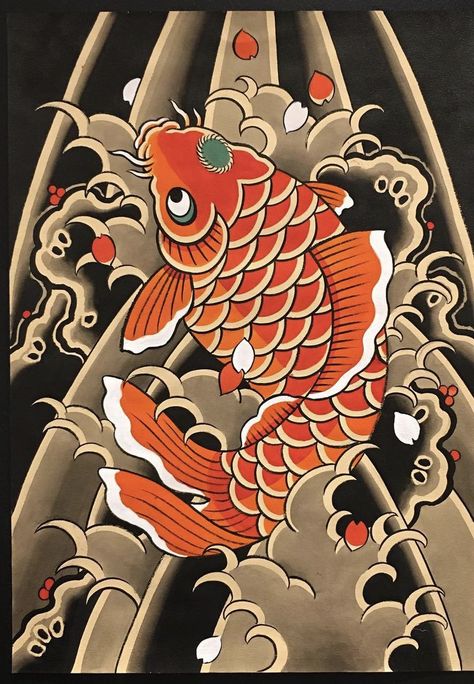 Tengu Tattoo, Koi Tattoo Design, Japan Tattoo Design, Koi Tattoo, Carpe Koi, Traditional Japanese Tattoos, Asian Tattoos, Japanese Koi, Japan Tattoo