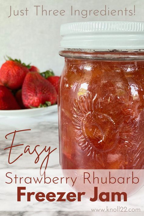 Rhubarb Strawberry Freezer Jam Recipes, Strawberry Rhubarb Freezer Jam, Rhubarb Freezer Jam, Rhubarb Jelly, Rhubarb Desserts Recipes, Rhubarb Jam Recipes, Rhubarb Sauce, Strawberry Freezer Jam, Freezer Jam Recipes