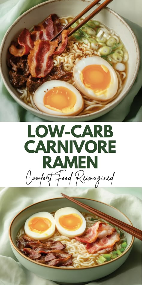 Discover a low-carb take on a comfort food favorite with this carnivore ramen recipe. Perfect for your Carnivore Diet Recipes & Ideas board, this delicious ramen is packed with savory flavors and is entirely carnivore-friendly. Save this pin and click for the full recipe and step-by-step instructions. Enjoy a comforting and low-carb meal that’s perfect for any occasion. Carnivore Diet Recipes Easy, Caveman Diet Food List, Animal Diet, Caveman Diet Recipes, Carnivore Diet Recipes, Delicious Ramen, Meal Planning Easy, Low Carb Noodles, The Carnivore Diet