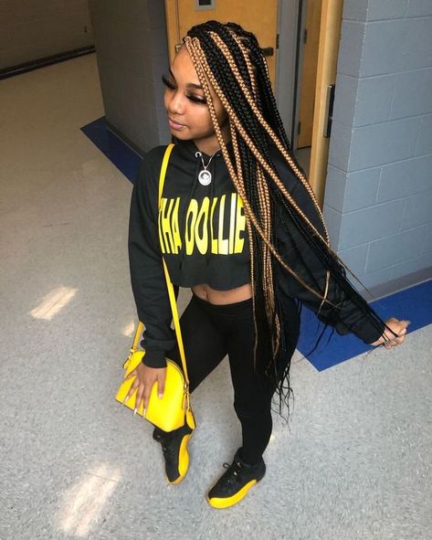 @𝒔0𝒔𝒂𝒍𝒖𝒄𝒊𝒆 🧩 in 2022 | Black girl braids, Braided hairstyles for black women, Cute box braids hairstyles Braided Colored Hair, Box Braids With Color, Yellow Hair Color, Colored Box Braids, Cute Box Braids, Colored Braids, Box Braids Hairstyles For Black Women, Cute Braided Hairstyles, Cute Box Braids Hairstyles