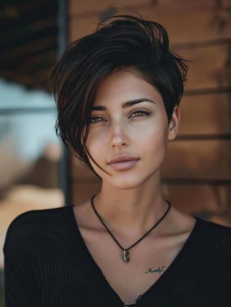 Short Hairstyle Long Face, Actresses With Short Hair, Womens Pixie Cut, Short Hair For Long Face, Models With Short Hair, Short Dark Hairstyles, Short Haircuts For Long Faces, Haircuts For Long Faces, Short Black Haircuts