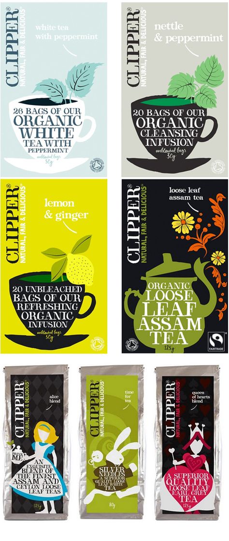 clipper tea packaging - lovely hand-lettering Modern Packaging Design, Clipper Tea, Tea Labels, Tea Packaging Design, Modern Packaging, Tea Design, Tea Brands, Tea Packaging, Food Packaging Design