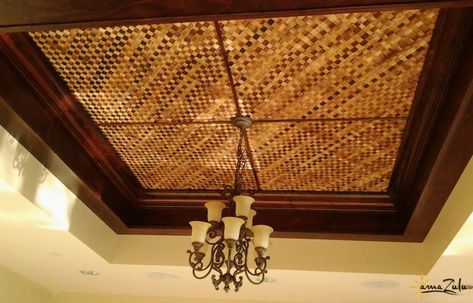 Bac-Bac Mat from amaZulu, Inc. - amaZulu Filipino Interior Design, Banana Bark, Balinese Decor, Exposed Ceilings, Bamboo Ceiling, Roof Ceiling, Ceiling Plan, Tiki Bar Decor, Bamboo Light