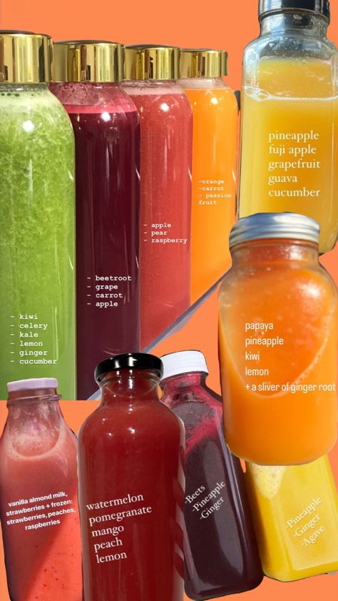 Homemade juice inspo Fresh Juice Recipes, Healthy Juicer Recipes, Simple Family Meals, Healthy Juice Drinks, Juice Cleanse Recipes, Juice Smoothies Recipes, Homemade Juice, Juicy Juice, Drink Recipes Nonalcoholic