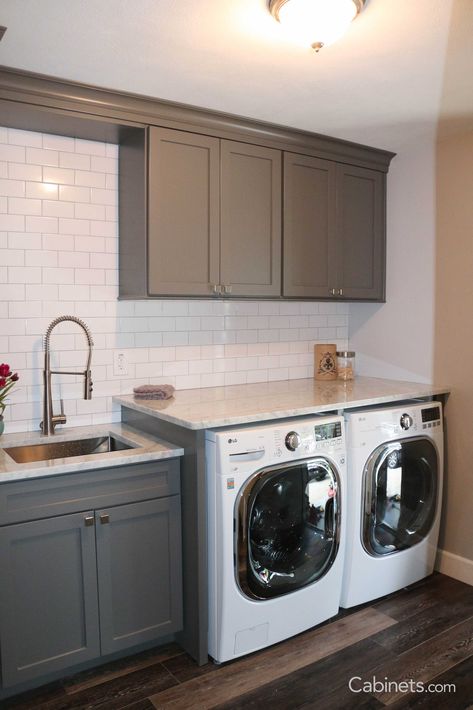 Grey Laundry Rooms, Pantry Storage Cabinets, White Brick Fireplace, Farmhouse Laundry, Mud Room Entry, Laundry Room/mud Room, Pantry Storage Cabinet, Laundry Cabinets, Laundry Room Layouts