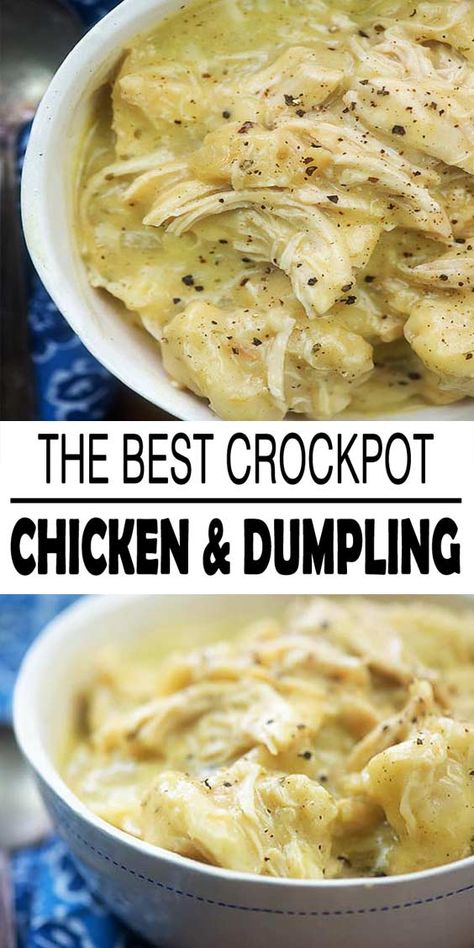 Crockpot Chicken and Dumpling - Simplykitch Slow Cooker Chicken And Dumplings, Best Crockpot Chicken, Easy Crockpot Recipes Healthy, Chicken Crockpot Recipes Healthy, Best Crockpot, Crockpot Chicken And Dumplings, Dumpling Soup, Chicken Crockpot Recipes Easy, Recipes Mexican