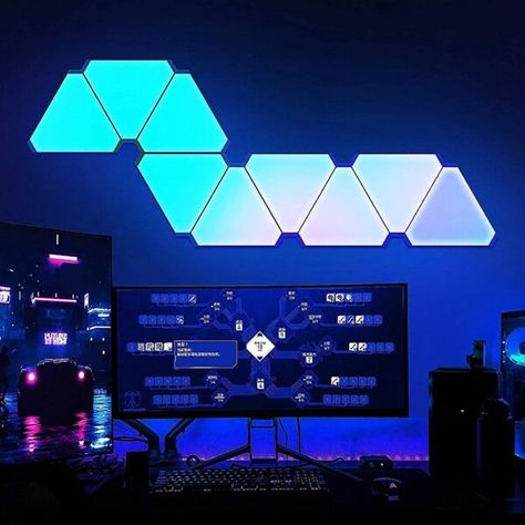 $10.79 40％ Off | LED Triangular Quantum Lamp RGB Wall Lamp Smart Pickup Rhythm Background Light For Bedroom Bedside Night Light Office Decoration Gaming Lights, Light Office, China Lights, Hiasan Bilik Tidur, Light App, Background Light, Light For Bedroom, Light Magic, Office Lighting