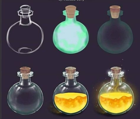 Bottle Drawing, Concept Art Tutorial, Magic Bottles, Digital Art Beginner, Ipad Art, Arte Inspo, Digital Painting Tutorials, Painting Videos, Digital Art Tutorial