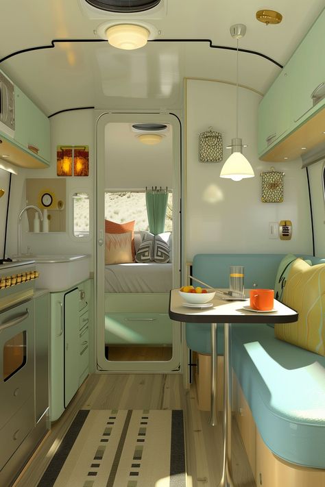 23 Creative Camper Remodel Ideas - Remodr Vintage Camper Bathroom Remodel, Canned Ham Camper Interior, Teardrop Camper Interior Ideas, Retro Camper Remodel, Vintage Rv Remodel, Camper Makeover Ideas, Rv Camper Remodel, Bus Renovation, Casita Camper