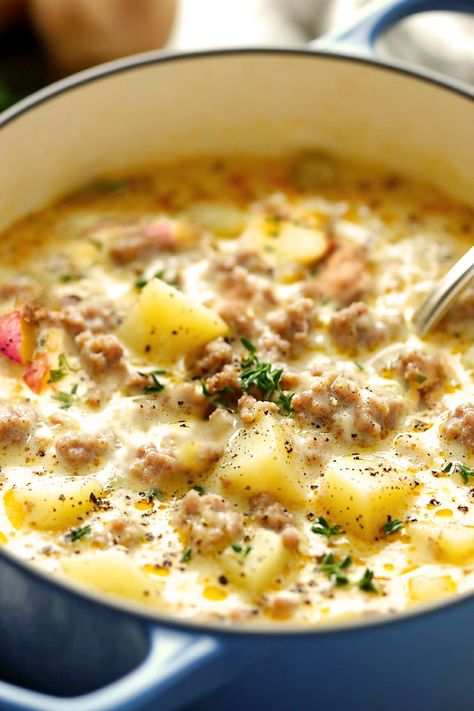 Jalapeno Potato Soup, Soup Recipes With Potatoes, Soups With Potatoes, Soup Recipe With Sausage, Potato Soup With Sausage, Soup With Sausage, Homemade Potato Soup, Sausage Potato Soup, Cooking Soup