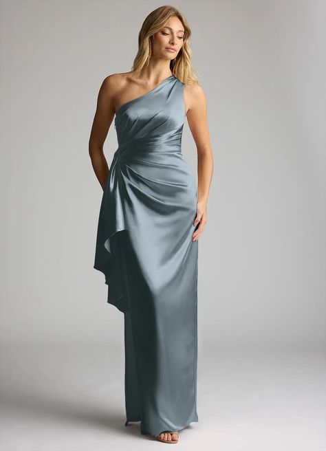 Dusty Blue Azazie Saira Bridesmaid Dresses | Azazie Azazie Bridesmaid Dresses Dusty Blue, Satin Dusty Blue Bridesmaid Dress, Satin Bridesmaids Gowns, Dusty Blue Bridesmaid Dress, Dusty Blue Bridesmaid, Bridesmaid Dresses Satin, Dusty Blue Bridesmaid Dresses, Blue Silk Dress, Blue Bridesmaid Dress