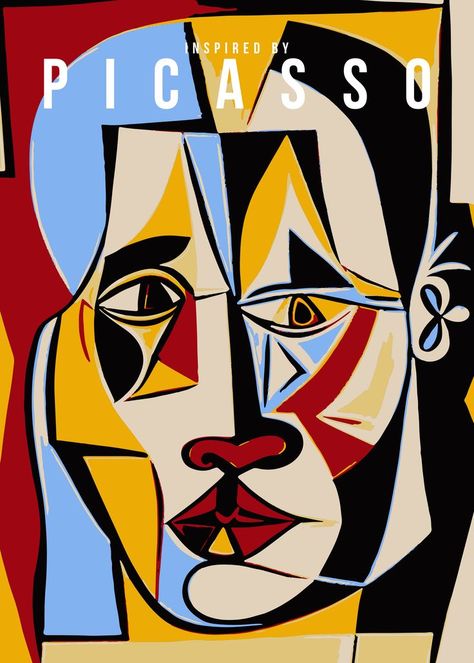 by Hygge Studio Picasso Cubism, Picasso Portraits, Abstract Art Projects, Pablo Picasso Art, Picasso Art, Abstract Geometric Art, Expressive Art, Abstract Faces, Diy Art Painting