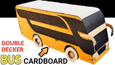 How to make Bus || How To Make Bus With Cardboard - Amazing Cardboard Bus Cardboard Bus, School Bus Crafts, Bus Crafts, Cardboard Car, Stick Art, Magic School Bus, Cardboard House, Double Decker Bus, How To Make Toys