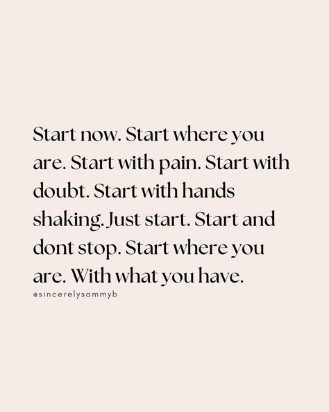 Just start. Drop a 🙏 if you needed this right now✨ Share with a friend who needs to hear this 🙏 Follow @sincerelysammyb for more. 🦋 @sincerelysammyb 🦋 @sincerelysammyb 🦋 @sincerelysammyb Women Empowerment, Boss Babe, Quotes, Mom Life, Entrepreneur Motivation, Mompreneur Life, sahm, Inspirational Quotes, Growth Mindset, Self-Care, Financial Freedom, Mindfulness, Success Quotes, Passive Income, Healthy Lifestyle, Spiritual Journey, Positive Mindset, Affirmation, Daily Inspiration, Millionai... Inspirational Quotes Growth, Quotes Growth Mindset, Mompreneur Quotes, Quotes Growth, Quotes Mom, Affirmation Daily, Positivity Board, Financial Motivation, Mom Life Quotes