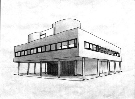 Arhitectura Drawing House, Villa Drawing Architecture, Villa Drawing, Perspective House Sketch, Villa Perspective, Villa Sketch, Building Sketches Architecture Perspective, Buildings Sketch Architecture, Croquis Architecture