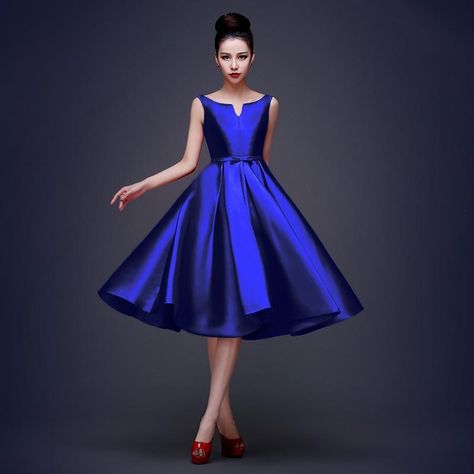 New High Quality Simple Royal Blue Cocktail Dresses Lace Up Tea Length Formal Party Dresses Plus Size Evening Dresses Custom Made Maxi Cocktail Dresses Modest Cocktail Dresses From Gracedressonline, $59.66| Dhgate.Com Tea Length Formal Dresses, Royal Blue Cocktail, Royal Blue Cocktail Dress, Gaun Koktail, Neon Prom Dresses, Chiffon Dress Short, Gold Prom Dresses, Dress Luxury, 파티 드레스