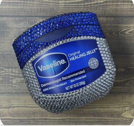 Bedazzled Aquaphor, Rinstoneing Things, Rhinestone Vaseline, Rhinestoning Things, Badazel Things, Bedazzled Vaseline, How To Bedazzle, Bedazzled Skincare, Things To Rhinestone