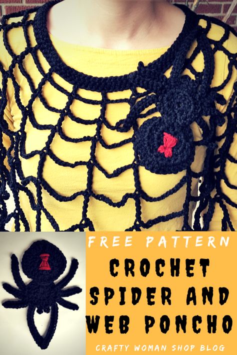 Halloween is creeping around the corner, which is a good reason to stretch my creativity into designing some bizarre creations. This week I decided to finally sit down and make a spider web poncho!… Crochet Halloween Patterns, Crochet Halloween Costume, Crochet Poncho Kids, Crochet Spider, Widow Spider, Free Pattern Crochet, Crochet Halloween, Halloween Crochet Patterns, Stylish Crochet