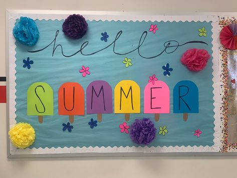 School Bulletin Board Summer Popsicle Bulletin Board, Summer Bulletin Board, Bulletin Boards Theme, Summer Bulletin Boards, Library Bulletin Board, Library Bulletin Boards, Church Bulletin Boards, Church Bulletin, Lunch Room