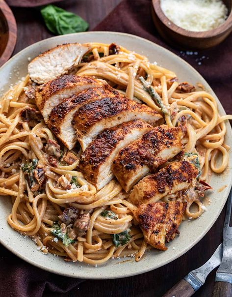 Blackened Chicken Alfredo, Bacon Wrapped Chicken Bites, Chicken And Pasta, Tuscan Chicken Pasta, Blackened Chicken, Chicken Breast Seasoning, Tuscan Chicken, Chicken Spices, Chicken Bites