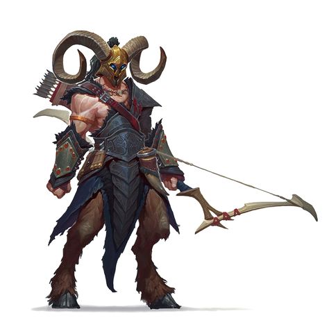 Satyr Fey Ranger - Pathfinder PFRPG DND D&D 3.5 5E 5th ed d20 fantasy Satyr Concept Art, Satyr Paladin, Dnd Satyr, Satyr Oc, Satyr Art, Fantasy Races, Dungeons And Dragons Characters, Fantasy Images, Dnd Art