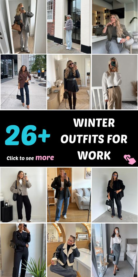 Elevate your office style this winter with chic work outfits! Combine sleek wool trousers and a timeless turtleneck sweater for a sophisticated and comfortable ensemble. Complete your professional look with a refined blazer or coat to add that extra touch of elegance. Stay warm without sacrificing style in the workplace this season! Business Casual Outfits For Cold Weather, Buissness Clothes Casual Women Winter, Realtor Outfits For Women Winter, Work Lunch Outfit Winter, Winter Office Casual Outfits Women, Winter Casual Office Outfits Women, Smart Casual Women Outfits 2024 Winter, Warm Winter Work Outfits, Winter Casual Work Outfits For Women