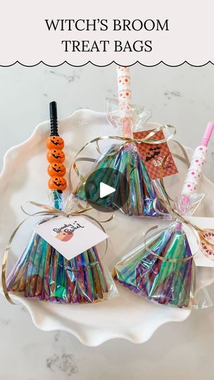 117K views · 11K reactions | 🧹 Witch’s Broom Treat Bags 🧹⁣
⁣
Comment TREAT to get the details for these adorable Halloween treat bags! This is such a simple idea for a class Halloween treat! I found some reusable Halloween straws and stuck them in a bag of pretzels, finish off with ribbon & a printable and you’re all set!⁣
.⁣
.⁣
.⁣
.⁣
#halloween #halloweentreat #halloweentreats #halloweenfun #halloweenvibes #halloweenishere #halloweencrafts #halloweendiy #diyhalloween | Kelsi Savage | Nightcore Love · Halloween Music Box Class Halloween Treats Goody Bags, Cheer Snack Ideas, Broom Treat Bags, Preschool Halloween Treats, Class Halloween Treats, Halloween Class Gifts, Halloween Treat Bag Ideas, Classroom Treat Ideas, Halloween Party Hacks