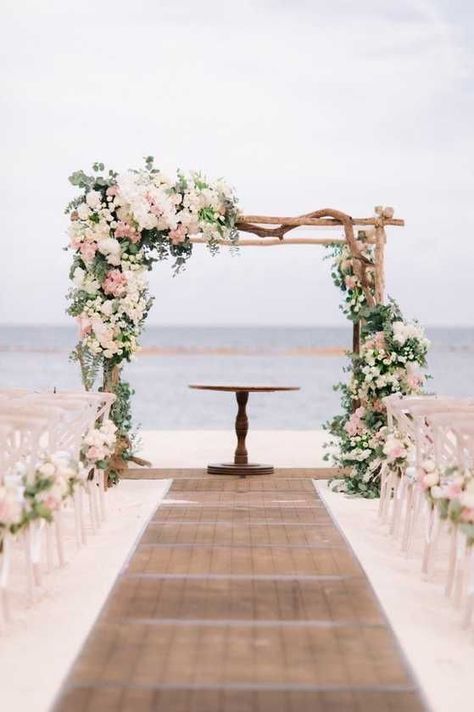 Beach Wedding Ceremony Decor, Wedding Chuppah Flowers, Chuppah Flowers, Beach Wedding Aisles, Beach Wedding Arch, Wedding Chuppah, Beach Wedding Ceremony, Wedding Ceremony Decor, Dream Beach Wedding