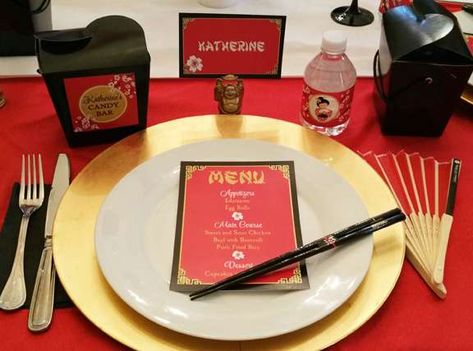 Hibachi Theme Party, Backyard Hibachi Party Ideas, Hibachi Party Ideas, Hibachi Birthday Party Table Set Up, Hibachi Party Ideas At Home, Asian Inspired Birthday Party, Hibachi Birthday Party Favors, Backyard Hibachi Party, Hibachi Birthday Party