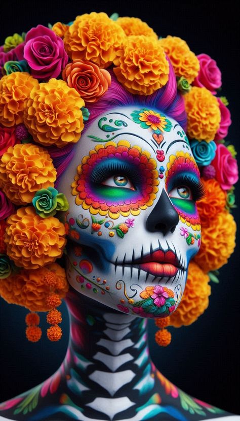 Mexican Halloween Costume, Catrina Costume, Mexican Halloween, Dia De Los Muertos Decorations Ideas, Mexican Culture Art, Sugar Skull Makeup, Face Art Makeup, Mexico Art, Sugar Skull Art