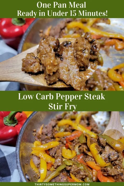 Best Low Carb Pepper Steak Stir Fry Recipe 15 Minute Meal Keto Beef Stir Fry Recipes, Low Carb Pepper Steak, Pepper Sauce For Steak, Steak Recipes Skillet, Stir Fry Low Carb, Steak Stirfry Recipes, Pepper Steak Stir Fry, Homemade Stir Fry, Steak Stir Fry