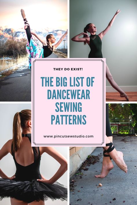 Dancewear Patterns: They DO Exist! Click over to see my big list of dancewear patterns, for ballet to Irish dance and everything in between. — Pin, Cut, Sew Studio. #sewing, #dancewear #leotardpattern #patterns #howtosew How To Sew Dance Costumes, Leotard Pattern Sewing, Dance Costume Patterns Free, Workout Sewing Patterns, Dance Leotard Pattern, Diy Leotard Pattern, Ballet Sewing Patterns, Sewing Workout Clothes, Dancewear Sewing Patterns