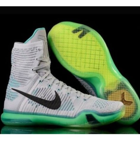 Nike "KOBE ELITE 10" Elevate Retro Color Scheme, Kobe 10, Nike Swoosh Logo, Nike Flyknit, Grey Nikes, Polyester Yarn, Retro Color, Air Jordan Sneaker, Basketball Shoes