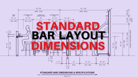 Bar Layout Design Floor Plans, Bar Dimensions Design Plan, Bar Dimensions Design, Bar Equipment Layout, Commercial Bar Design Ideas, Commercial Bar Layout, Back Bar Shelving, Bar Room Design, Bar Layout