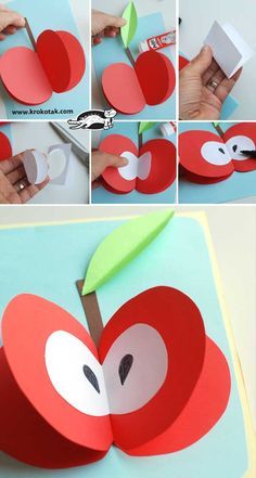 3D Paper FRUITS A For Apple Craft Preschool, Pom Pom Classroom Decor, Paper Fruit, Fruit Crafts, Apple Activities, Apple Craft, Children Activities, Apple Decorations, Apple Art