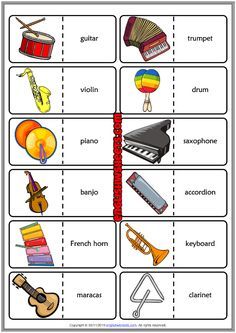 Vocabulary Games For Kids, Music Games For Kids, Music Flashcards, Music Vocabulary, Dominoes Game, Music Lessons For Kids, Esl Vocabulary, Kids Musical Instruments, Elementary Music Teacher