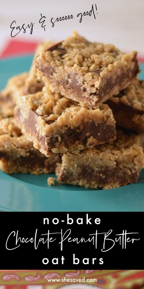 No-Bake Chocolate Peanut Butter Oat Bars Recipe Oat Bars Recipe, Peanut Butter Oat Bars, Oat Bar Recipes, Chocolate Oatmeal Bars, Peanut Butter Oat, Peanut Butter Oatmeal Bars, Recipe For Beginners, The Best Cookies, Peanut Butter Oats