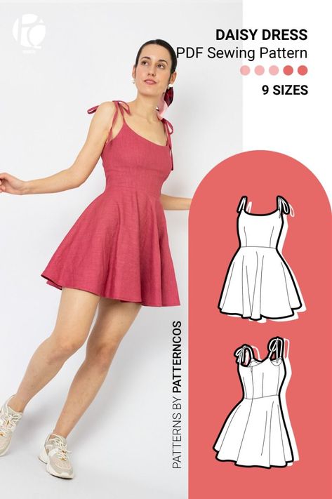 Easy mini dress sewing pattern Cute Dress Sewing Patterns Free, Sewing A Sundress, Dress Sew Pattern, Off Shoulder Dress Sewing Pattern, Diy Simple Dress Sewing Tutorials, Easy Dress Patterns To Sew, Short Dress Sewing Pattern, Mini Dress Sewing Pattern Free, Beginner Friendly Sewing Patterns