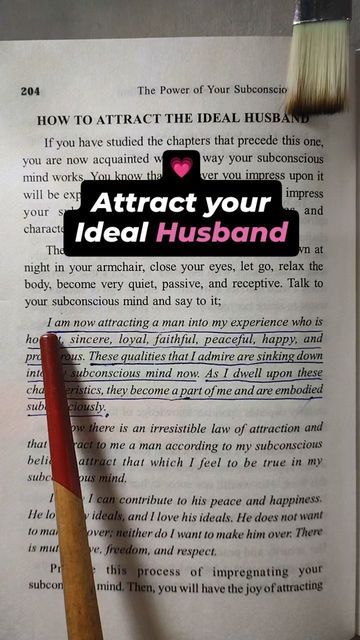 @manifestation_whispers on Instagram: "This one is for the woman who wants to attract the Ideal Husband/Boyfriend in their life 💗  Book name: 'The power of your Subconscious mind' by Dr Joseph Murphy.   #love #lovequotes #loveaffirmations #affirmationquotes #affirmationaddict #affirmations #affirm #affirmationpositive #attractlove #husband #husbandandwife #wife #matchmaking #manifestation #manifestationquotes #manifestlove  #manifestations #manifestationmindset #manifestationmagic #affirmationpositive  #lawofattraction #lawofassumption #lawofattractionquotes #readerofinstagram #bookreader #bookcommunity #bookquotes" Dr Joseph Murphy, Ideal Husband, Visualization Techniques, Vision Board Photos, Dream Husband, Attract Abundance, Ideal Boyfriend, Book Names, Perfect Partner