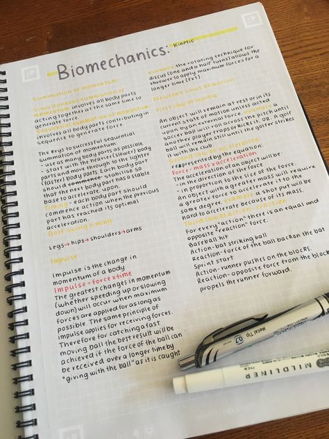 Biomechanics Aesthetic, Biomechanics Notes, Biomechanics Study, Dream Handwriting, Note Inspiration, Handwriting Ideas, Notes Inspo, Note Taking Tips, Study Aesthetics