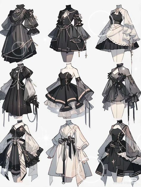 Oc Outfit Ideas Drawing, Vtuber Outfit Ideas, Dress Design Drawing, Clothing Design Sketches, Fashion Drawing Dresses, Anime Inspired Outfits, Beautiful Illustration, Dress Design Sketches, Fashion Illustration Dresses