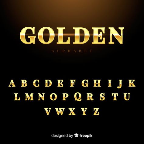 Golden alphabet | Free Vector #Freepik #freevector #gold #character #typography #alphabet P Alphabet, Gold Character, Gold Font, Broken Screen Wallpaper, Alphabet Style, Alphabet Templates, Gold Typography, Gold Business Card, Typography Alphabet