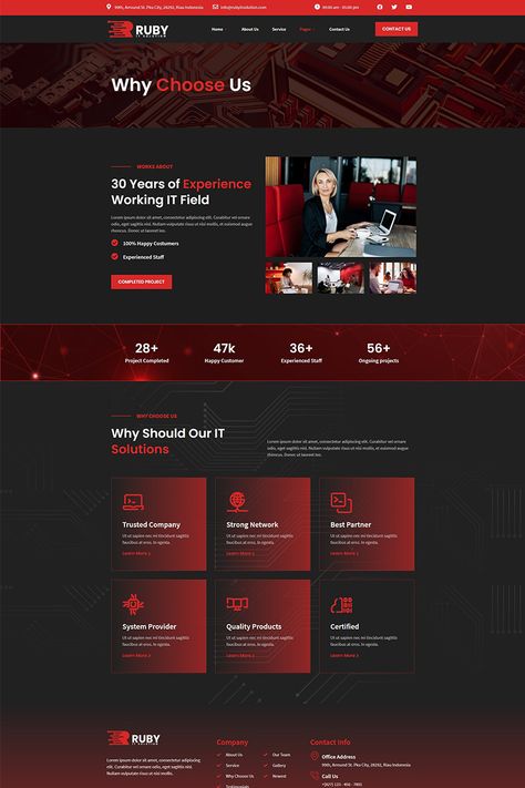 Black And Red Website Design, Why Choose Us Web Design, Red Website, Contact Us Page Design, About Us Page Design, Corporate Web Design, Red Laptop, Building Modern, Web Ideas