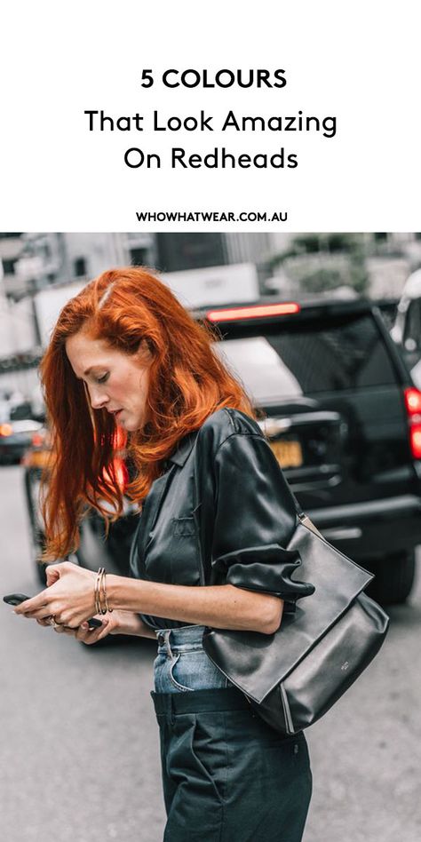 5 Colours That Look Amazing on Redheads https://trib.al/PhbihzQ Red Hair Spring Outfit, Clothes For Copper Hair, Outfit Ideas For Copper Hair, Copper Hair Clothes Colours, Colors Redheads Should Wear, Colours For Redheads To Wear, Copper Hair Fashion Outfits, Copper Hair Outfit Style, Good Colors For Redheads To Wear